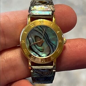 Vintage Gold and Abalone Women's Watch New Battery Never Worn